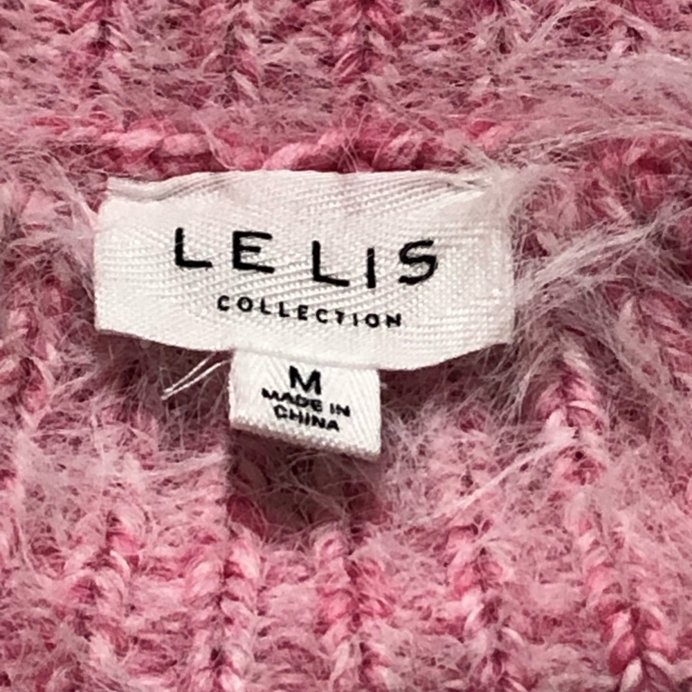 LELIS Collection Size Medium Pink Cable Knit Women's Sweater Long Sleeve. - Picture 8 of 8